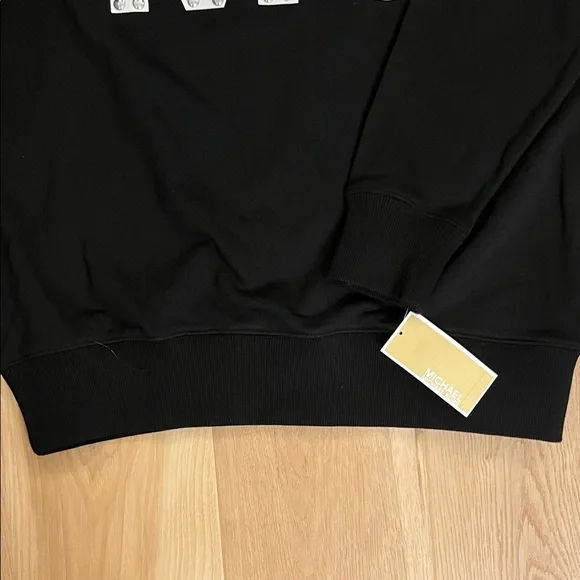 MICHAEL Michael Kors Black Sweatshirt with Silver MK Embellishment - Picture 5 of 5